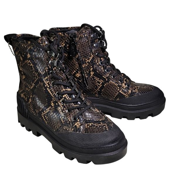 Circus by Sam Edelman Indy Combat Boot Snake Print Womens Size 5 NEW - Picture 1 of 13